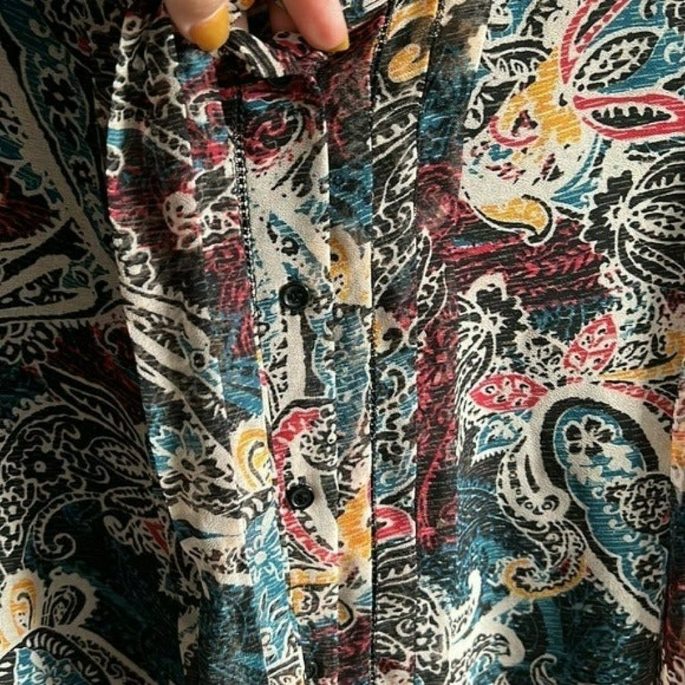 Anthropologie SEE U SOON FLORAL PRINT LONG SLEEVE BUTTONED BLOUSE SMALL - Picture 6 of 9